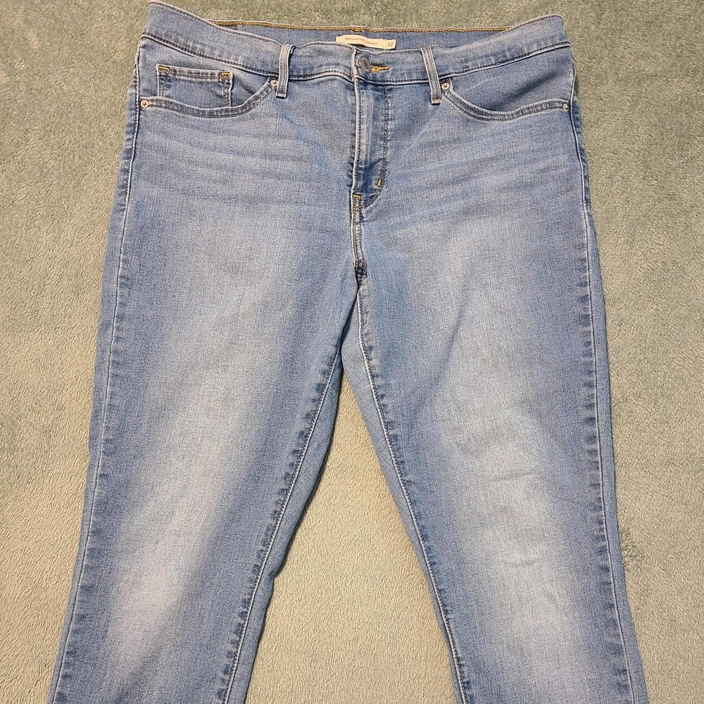 Levis 311 Shaping Skinny Blue Jeans Cut Off Raw Hem Womens Size 32